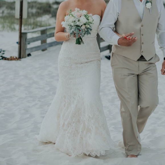 Maggie Sottero Strapless Lace Wedding Dress - Picture 3 of 7